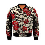Floral Bomber Jacket-solid fighter