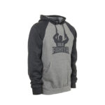 raglan sleeves 2 tone pullover hoodie grey charcoal color solid fighter