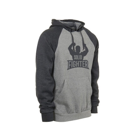 raglan sleeves 2 tone pullover hoodie grey charcoal color solid fighter