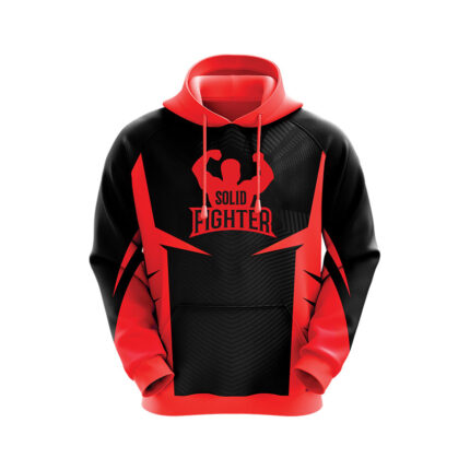 red black custom sports pullover hoodie solid fighter