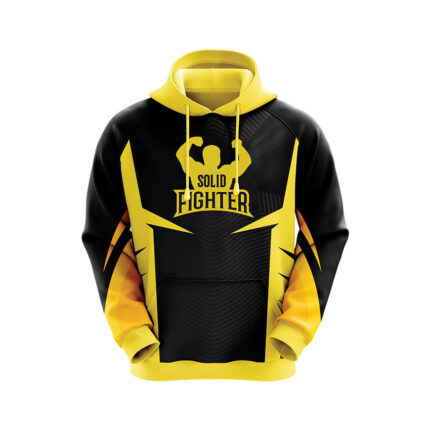 solid fighter custom sublimated sports hoodie black yellow