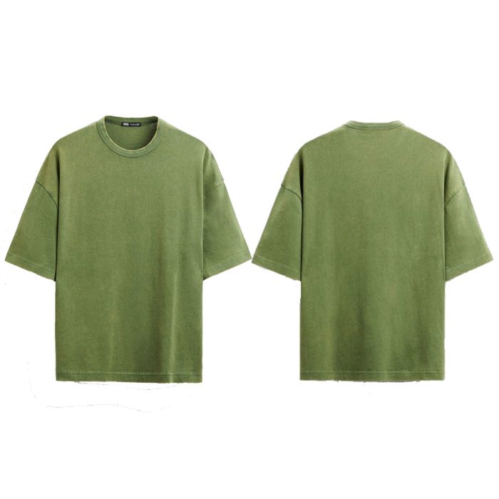 custom design green acid washed t shirt reto look solid fighter