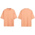 solid fighter custom drop shoulder loose fit orange acid washed stone washed t shirt