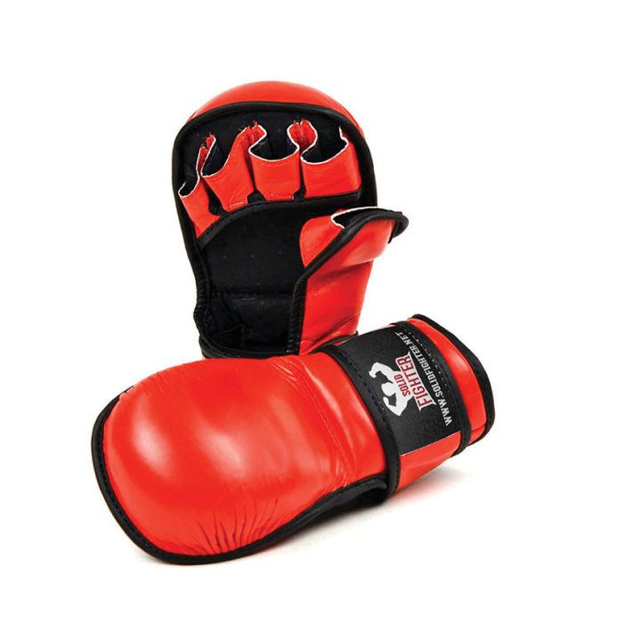 Red MMA Shooter Gloves Solid Fighter